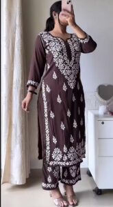 Aanchal brown rayon set